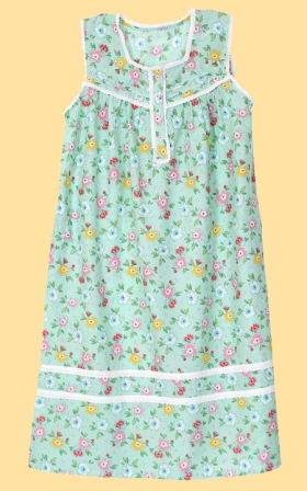 Mint Floral Sleeveless Nightgown