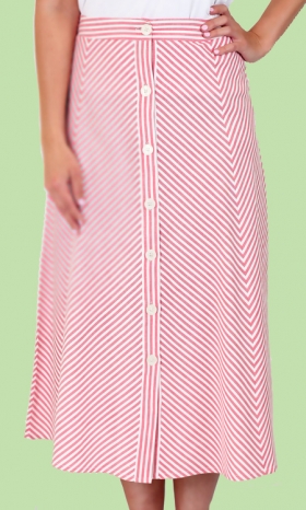 Stripe Button-Front Skirt