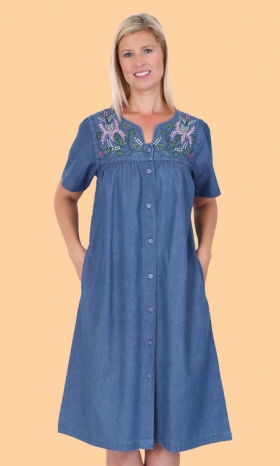 Denim Button-Front Dress