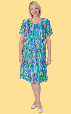 Turquoise Print Popover Dress