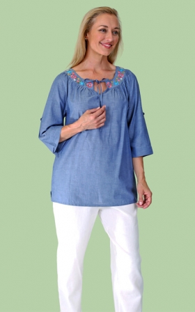 Embroidered Peasant Top