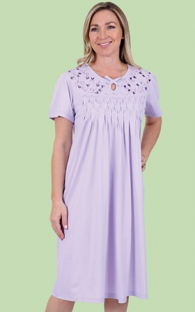 Keyhole Nightgown with Embroidery