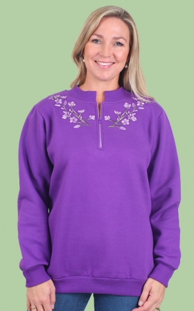 Fleece Embroidered Zip Sweatshirt