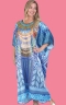 Satin Caftan Blue Aztec