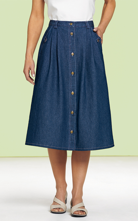 Health Pride - Denim Button-Front Skirt