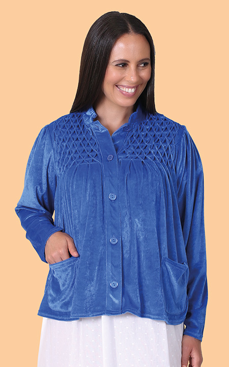 Smocked Velour Bed Jacket