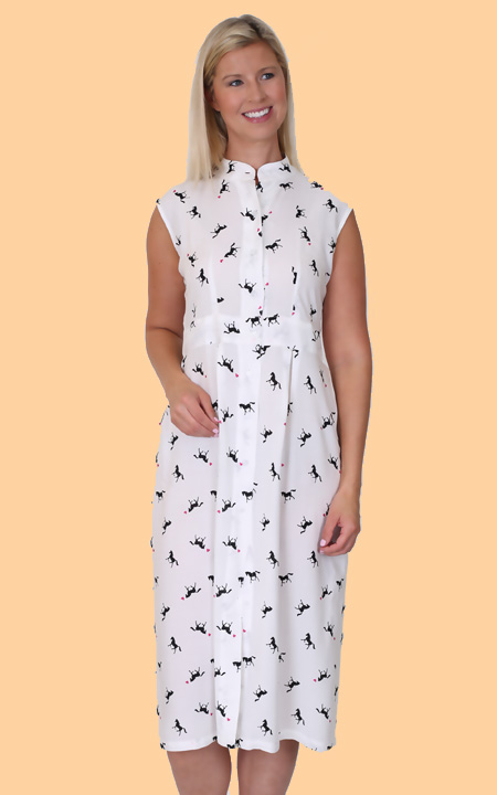 Printed Button Front Dress