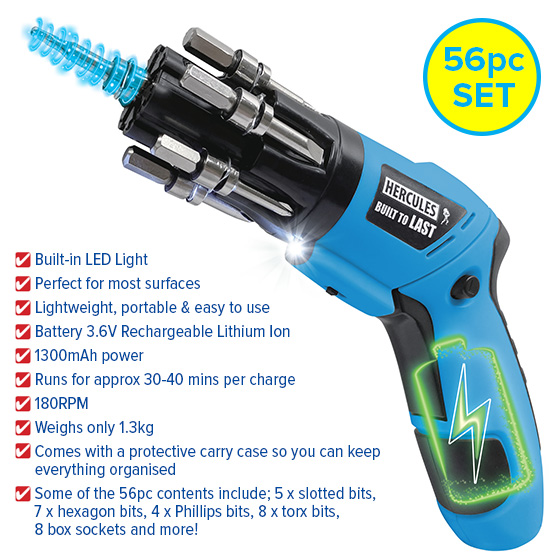 56 Piece Drill and Screwdriver Set