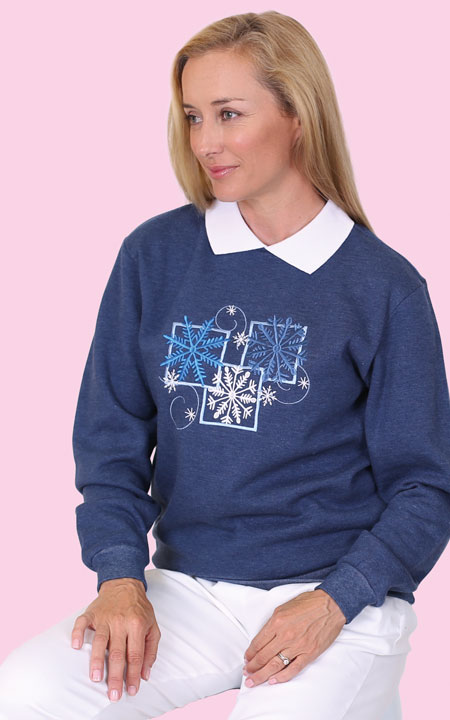 Fleece Embroidered Blue Sweatshirt