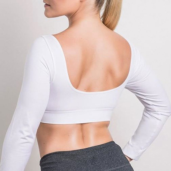 Women's sports bra top UV protection white longsleeve brazzi