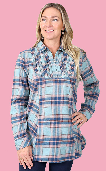 Zip Brushed Flannel Shirt