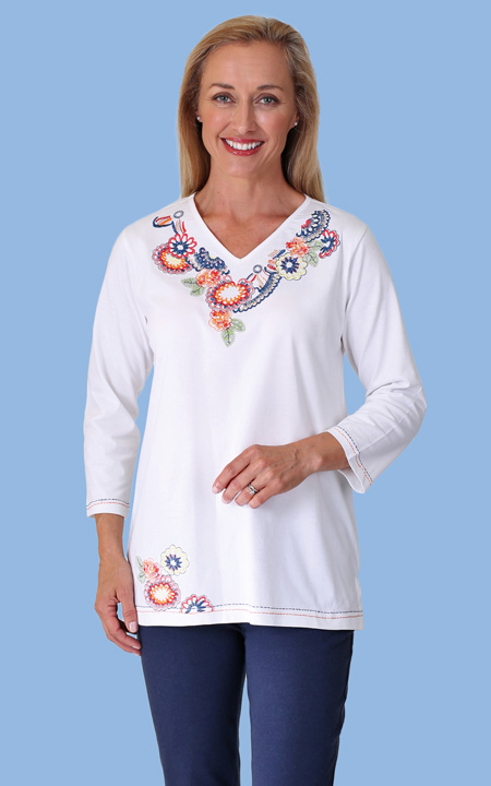 Health Pride - Floral Embroidered Top