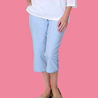 Blue Button Tap Capri Pants