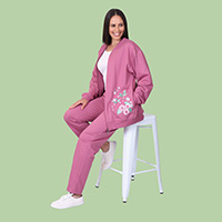 Embroidered Fleece Jacket with Fleece Pant