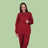 Embroidered Zip Fleece Top