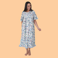 Print Nightgown with Satin Trim