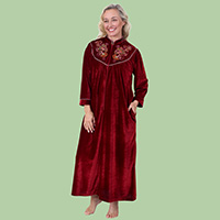 Embroidered Velour Robe