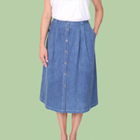 Denim Button-Front Skirt